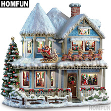 Алмазная живопись HOMFUN A00741, картина «рождественский дом» с полными квадратными/круглыми стразами, вышивка крестиком, 5D декор, подарок 2024 - купить недорого