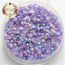 Стразы для дизайна ногтей! 3,0 мм SS12 5000 шт./упак. смолы Flatback Rhinestone Jelly Lilac AB 14 граней для украшения ногтей 2024 - купить недорого