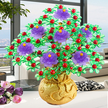 Figuritas de bonsái con cuentas de vidrio acrílico, decoración para sala de estar o dormitorio, regalo de cumpleaños, artesanías hechas a mano 2024 - compra barato