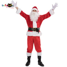 Eraspooky Christmas Costume Men Santa Claus Costume Thickness Christmas Clothing Full Set Coat Pants Belt Glove Boot 5 pcs Set 2024 - buy cheap