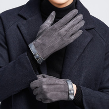 Мужские кожаные перчатки H3191, зимние Утепленные Рукавицы с сенсорным экраном для езды на велосипеде, бега, пешего туризма 2024 - купить недорого