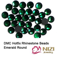 Moda DMC esmeralda de hierro en Strass DIY Hotfix de diamantes de imitación para accesorios de prendas de vestir de vidrio redondo de pedrería plana nuevo Strass 2024 - compra barato