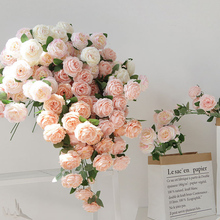 Красивые розы Пион Искусственные Шелковые цветы маленький бутон Свадебный букет для украшения дома длинный мнимый цветы фон с изображением улицы 2024 - купить недорого