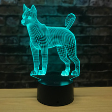 Ночник Dog Husky 3d с сенсорным управлением и зарядкой от Usb, светодиодный ночсветильник, семь цветов, атмосферная настольная лампа 3d 2024 - купить недорого