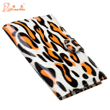 White and yellow Smooth leopard print buckled card PU Leather Passport Cover fashion Colourful Travel Wallet Credit Card Holder 2024 - buy cheap