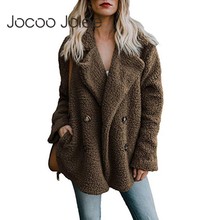 Jocoo Jolee Elegant Faux Fur Coat Women Autumn Winter Warm Soft Jacket Female Plush Overcoat Pocket Casual Teddy Outwear 2024 - buy cheap