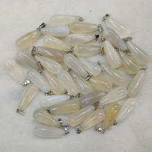 Wholesale 50pcs/lot 2018 fashion hot sale long water drop natural white onyx Charms Pendants for women and men jewelry free 2024 - buy cheap