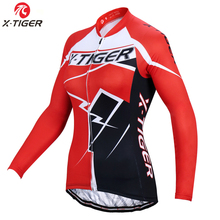 X-tiger-Maillot de Ciclismo profesional para mujer, Jersey térmico de manga larga para bicicleta de montaña, Maillot de Invierno 2024 - compra barato