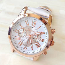 Drop shipping  New Women's Fashion Geneva Roman Numerals Faux Leather Analog Quartz Wrist Watch 2024 - buy cheap