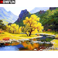 HOMFUN-pintura de diamante redondo/cuadrado completa, cuadro artesanal 5D, punto de cruz bordado de paisaje, casa A07764 2024 - compra barato