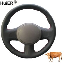 Cubierta de volante de coche para Nissan March Sunny Versa, cosido a mano, con tapa de cuero de vaca, trenza, 2013 2024 - compra barato