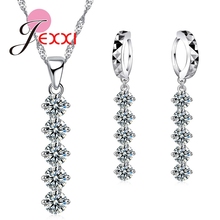Charming Bridal Jewelry Sets Women 925 Sterling Silver Pendant Set Crystal Shinning Necklace Drop Earrings 2024 - buy cheap