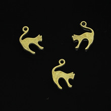 Dijes de gato saltador chapados en bronce antiguo para fabricación de joyas, colgantes hechos a mano DIY, 19*14mm, 100 piezas 2024 - compra barato