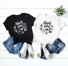 Never grow-camiseta hipster casual com estampa grunge, camiseta feminina fofa feminina rosa, roupas tumblr da moda 2024 - compre barato