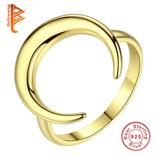 New Arrival Genuine 925 Sterling Silver Gold Horn Rings Finger Rings for Women Wedding Engagement Jewelry 2024 - buy cheap