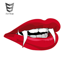 EARLFAMILY 13cm x 6.8cm Car Styling Vampire Lips Car Sticker Bloody Hard Hat JDM Bumper Helmet Laptop Waterproof Car Accessories 2024 - buy cheap