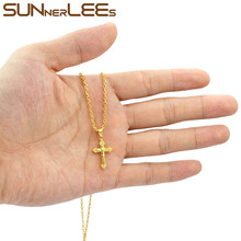 SUNNERLEES Fashion Jewelry Mens Womens Gold-Color Jesus Christs Cross Pendant Necklace Optional Chain P17 2024 - buy cheap