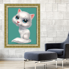 Bordado com pedras e mosaico de animais com 5d, pintura em diamante faça você mesmo, ponto cruz, bordado, sexy, gato branco, presente de pintura 2024 - compre barato