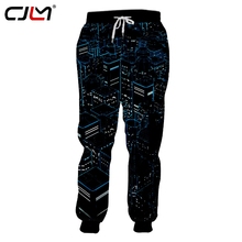 CJLM-pantalones de chándal con personalidad para hombre, pantalón informal de gran tamaño, 3D, estampado completo, luz de ciudad de ciencia ficción, color negro 2024 - compra barato