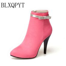 BLXQPYT de gran tamaño 33-50 tobillo bota corta Sexy zapatos de mujer zapatos de primavera Otoño Invierno damas tacones altos zapatos de fiesta de boda 2-5 2024 - compra barato