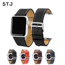 Ремешок STJ из телячьей кожи для Apple Watch Band 38 мм 42 мм Series 5/4/3/2/1, спортивный браслет для iWatch 40 мм 44 мм 2024 - купить недорого