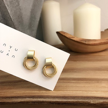 2019 Vintage Gold Color Metal Winding Circle Stud Earrings For Women Fashion Jewelry Temperament Geometric Delicate Brincos 2024 - buy cheap