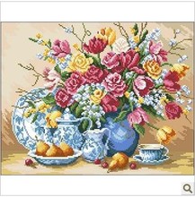 Factory Shop Cross Stitch Kit Celadon Vase Rose Flower  Free Shipping 2024 - buy cheap