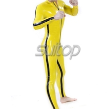 Traje zentai de goma, traje de látex de color amarillo con línea corporal 2024 - compra barato