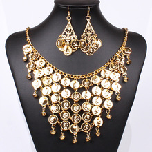 Exaggerated Gold Necklace Chain Earrings  Bridal Jewelry Set Ruili Multilayer India Belly Dance Jewelry Wholesale A1439 2024 - buy cheap