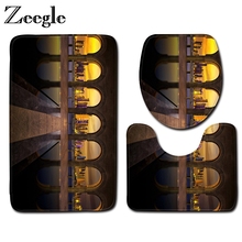 Zeegle-alfombra de baño antideslizante de franela, conjunto de 3 unidades, alfombrilla para el inodoro del baño, alfombras y alfombras de baño 2024 - compra barato