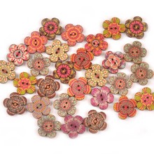 20/25mm 50pcs Mixed Flower Pattern Wooden Buttons Scrapbooking Crafts For Decorative Sewing Apparel Accessories Home Decor M2511 2024 - buy cheap