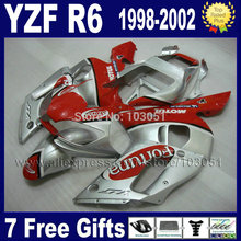 7 подарков обтекатель мотоцикла для YAMAHA YZF R6 1998 1999 2001 2002 Красный Серебряный R6 98 00 01 02 Обтекатели запасные части 2024 - купить недорого