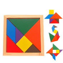 Деревянные Tangram 7 шт головоломки Красочные квадратные IQ Игры Головоломка интеллектуальные Обучающие игрушки для детей 2024 - купить недорого