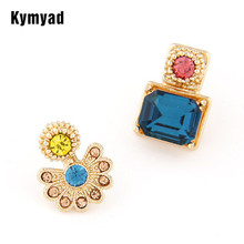 Kymyad brincos de cristal femininos, joias fashion para mulheres bijuterias assimétricos strass brinco feminino 2024 - compre barato