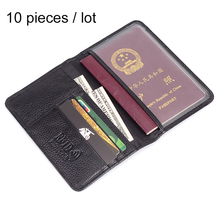 10pcs/lot RFID Protection Passport Wallet Men Genuine Leather Travel Passport Cover Case Black Spuer Thin Card Holder Wallet R6 2024 - buy cheap