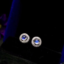 Natural blue moonstone stud earrings, 925 silver, clean stones, beautiful colors, ladies earrings 2024 - buy cheap