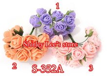 Оптовая продажа -- 120 пучков = 1440 шт мини-букет роз из пенопласта с проводным стержнем, смешанные 3 вида цветов, любимое украшение коробки. 2024 - купить недорого