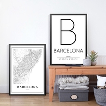 Póster con mapa de las coordenadas del Barcelona para decoración del hogar, póster sobre lienzo para pared, carteles de viaje para sala de estar 2024 - compra barato