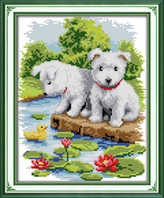 A small white dog Printed on Canvas DMC Counted Chinese Cross Stitch Kits printed Cross-stitch set Embroidery Needlework 2024 - buy cheap