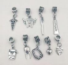 50 Dental Hygienist Collection Charms Dentist Floss Tooth Toothpaste Beads European Charms Pendant For Bracelet Jewelry Making 2024 - buy cheap