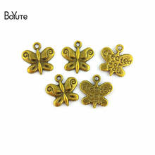 BoYuTe (100 Pieces/Lot) 14*14MM Antique Bronze Silver Plated Metal Pendant Butterfly Charms for Jewelry Making fit Diy Necklace 2024 - buy cheap
