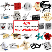 Free Shipping 400 Mix Hotsale Designs Cufflinks Wholesale MOQ 1pair Sport Music Animal Car Tool Casino Designs Option Cuff Links 2024 - buy cheap