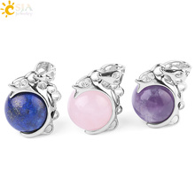 CSJA Hot Fashion Pendants Natural Stone Pink Quartz Purple Crystal Lapis Round Ball Bead Pendant for Necklace Fit Women Men F581 2024 - buy cheap