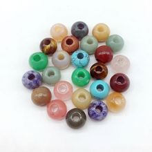 Miçangas de pedra soltas com contas grandes, contas de rosquinha europeia 16 mm enviadas aleatórias, mistura colorida, pulseiras de couro diy 2024 - compre barato