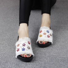 2019 New Korean Female Summer Sandals Casual Slippers Online Denim Daisy Pearl Ladies Comfort Footwear Cheap 2024 - buy cheap