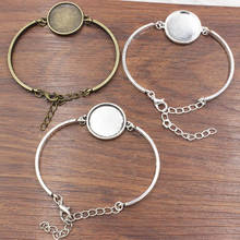 Fit 20mm Vintage Metal Round Blank Setting Bezel Base Cabochon Bracelet Round Base For DIY Bangle 3 strands/lot K05375 2024 - buy cheap