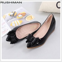 2018 Patent Leather Flat Shoes pointed toe With low Woman Loafers Autumn Bowtie Casual Shoes Women Flats Women Shoes 2024 - buy cheap