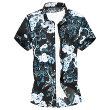 Summer New Men Floral Printed Hawaiian Vacation Party Casual Shirts Hip Hop Fashion Short Sleeve Black Shirt Plus Size 6XL 7XL 2024 - buy cheap