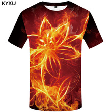 Мужская футболка KYKU Fire, Повседневная футболка с принтом в стиле Харадзюку, с коротким рукавом и 3d принтом 2024 - купить недорого