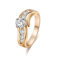 Anillos de Compromiso de lujo de circonita AAA para mujer, joyería de Cristales austriacos de color dorado para mujer, joyería de alta calidad 2024 - compra barato